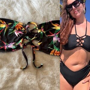 Floral Black Bikini Set